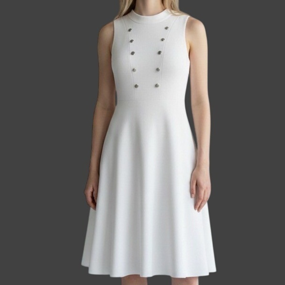 Tommy‎ Hilfiger White Double Breasted Sleeveless Fit & Flare Sailor Dress 24W